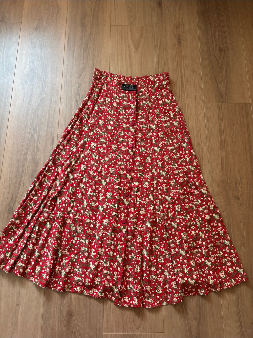 Vintage Express Floral Midi Skirt - Lightweight Women's Skirt